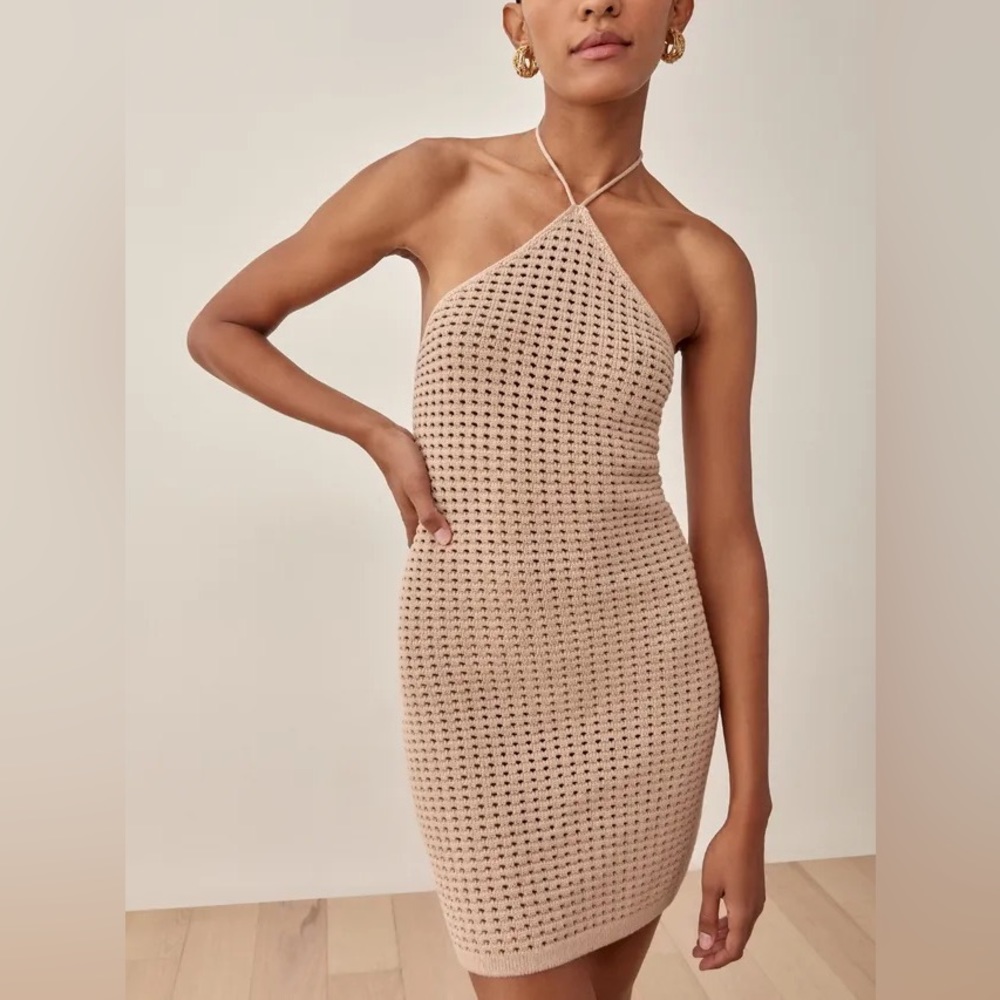 Reformation Martel Open Knit Mini Dress